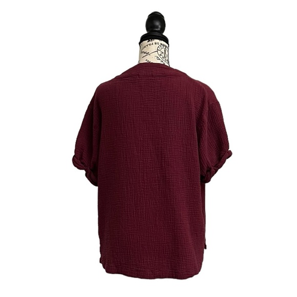 DEAR JOHN Women's Jailee Blouse Burgundy Pullover Gauze Slub Knit Beach Boho M - Picture 5 of 9